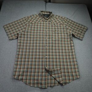 Texas Standard Shirt Mens XXL Western Pearl Snap Plaid Bamboo Blend Short Sleeve